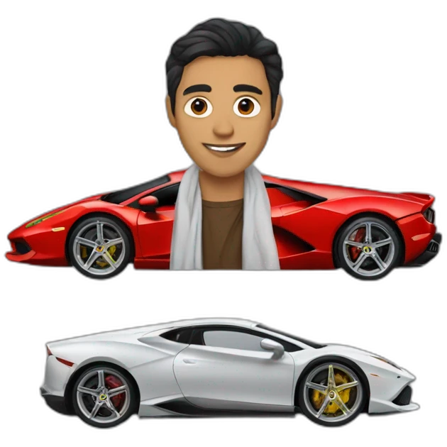 Mexicain avec une Ferrari et Lamborghini emoji