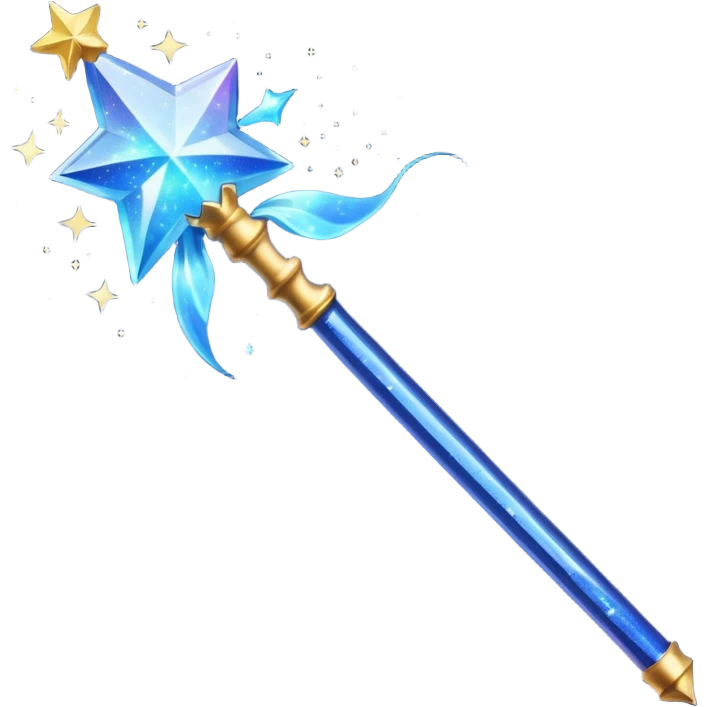 a dark blue magic wand with a bit of magic dust around the head if it. artistic
 emoji