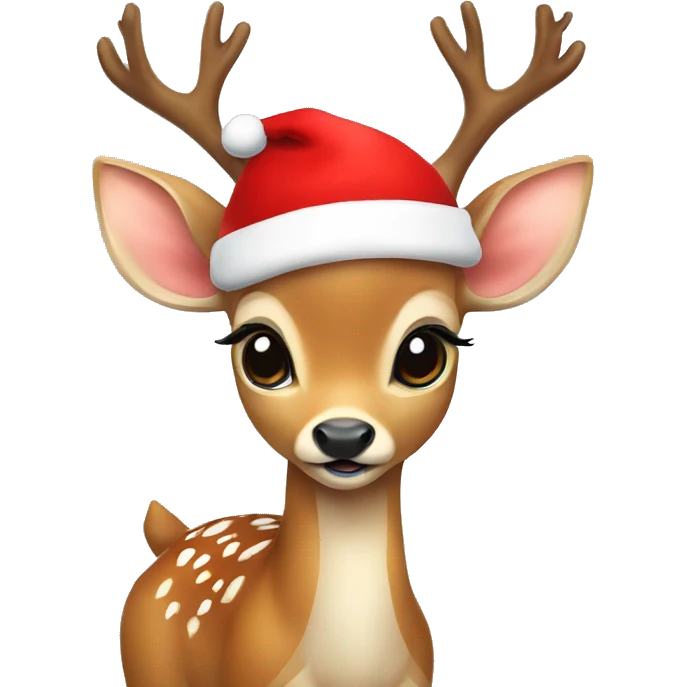 Baby deer with Xmas hat emoji