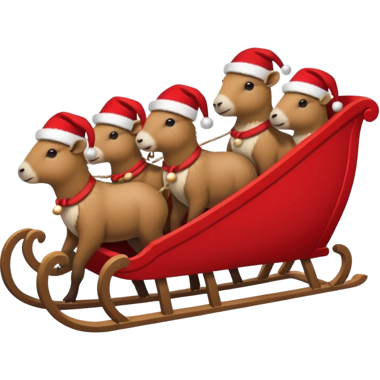 now make alot  of capybaras pulling a sleigh with santa hats emoji