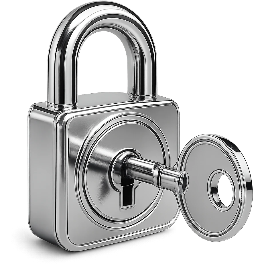 Closed padlock with a key inserted into it emoji