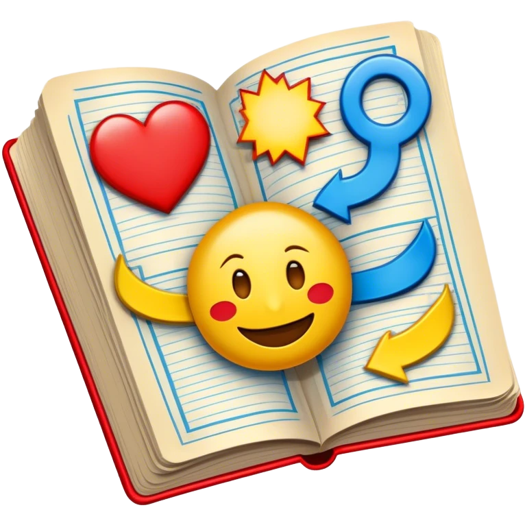 Create a vibrant emoji for comic books and graphic novels as an art form. The design should feature a large, open comic book with vintage comic panels on the pages. Include a pencil (without a hand) gently writing text or sketching on the pages. The comic panels should have bold lines and retro-style artwork with classic comic book visuals. Use bright, energetic colors like red, yellow, and blue to evoke excitement and creativity. The overall design should feel dynamic, vintage, and artistic. Make the background transparent. emoji