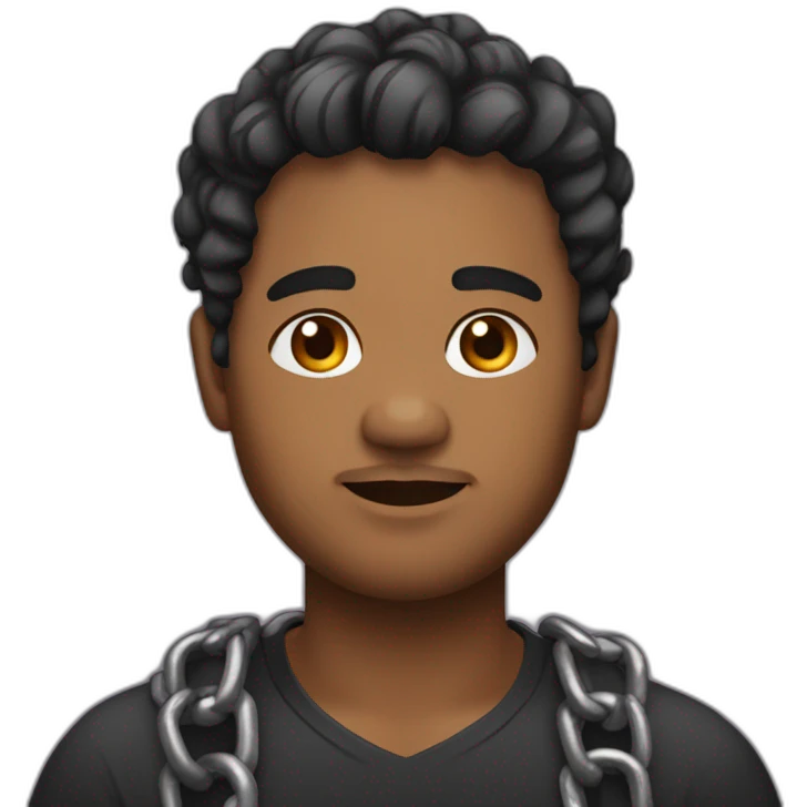 a man with Brown skin, chubby face and gradient cut hair with a chain around his neck emoji