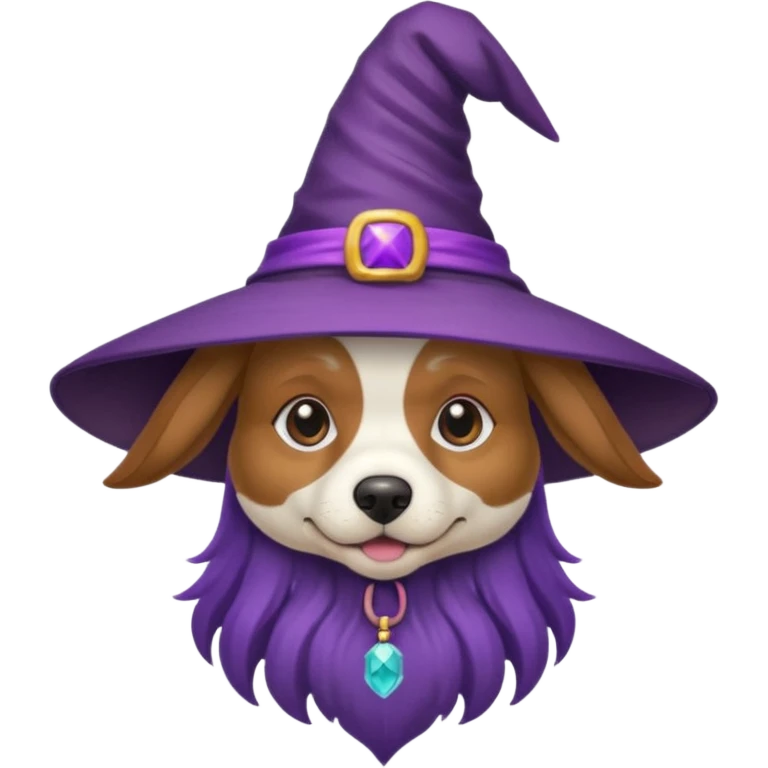 dog wear purple wicth hat emoji