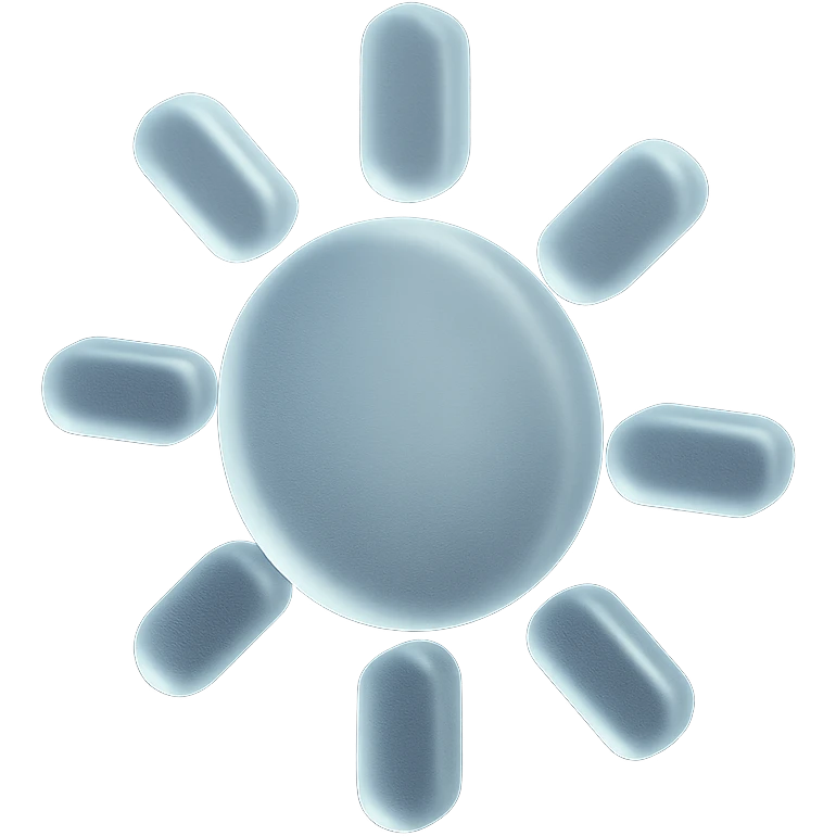 simple sun, matte glass style, Apple emoji inspired emoji