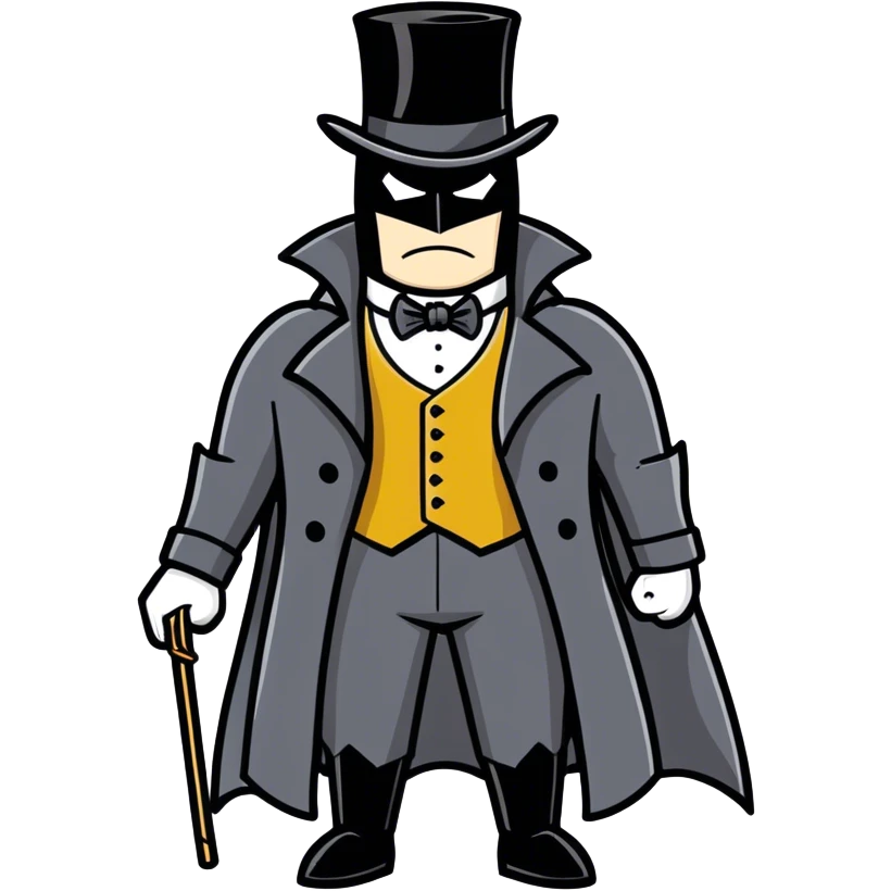 Batman wearing Victorian era clothes with top hat and coat emoji