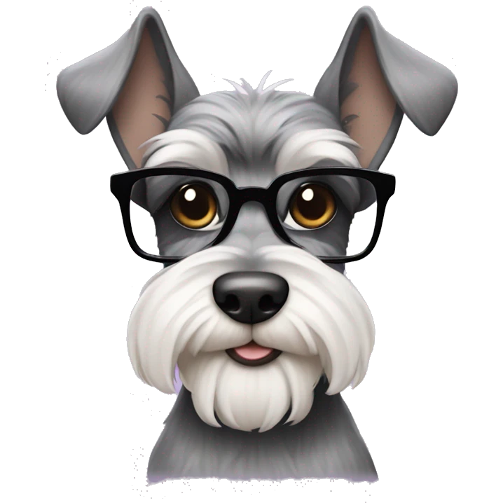 Schnauzer with white eyebrows glasses and cat ears emoji