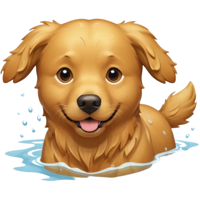 Golden retriever swimming emoji