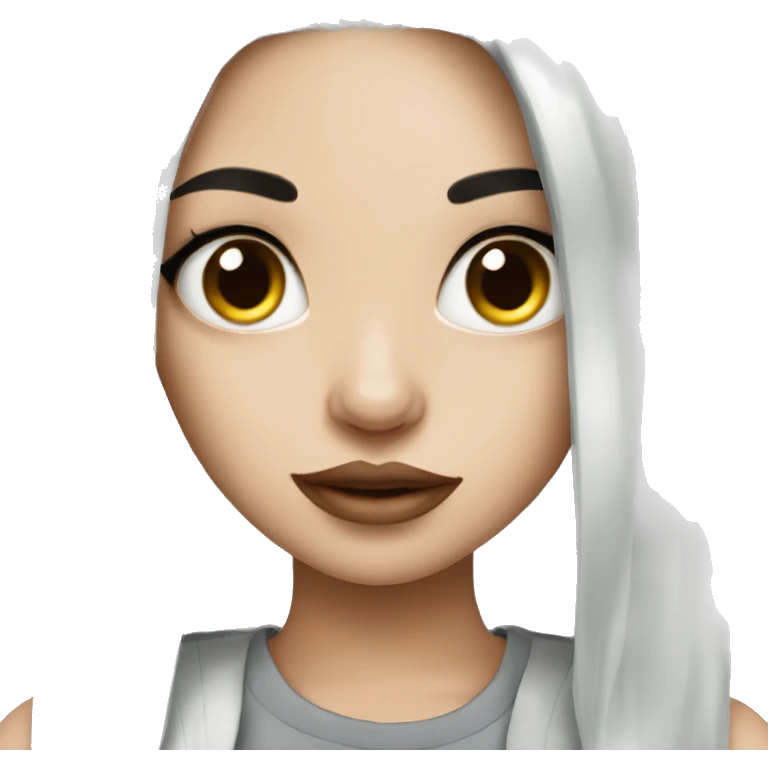 Beautiful girl with white skin, long black hair and tattoos emoji