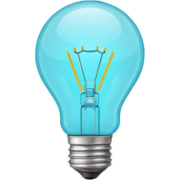 Light bulb icon, flat emoji style, outline with blue and turquoise colors emoji