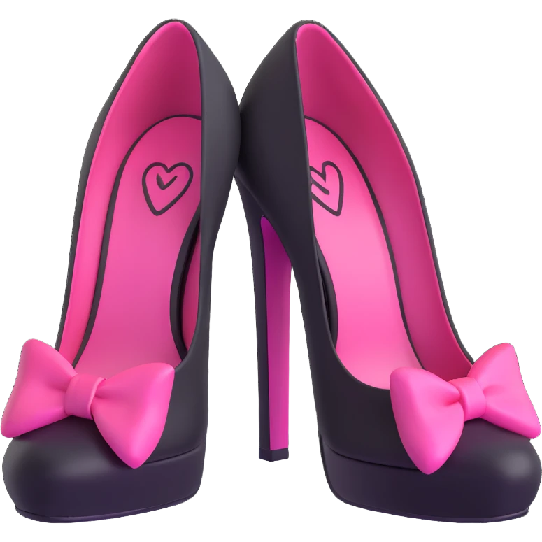 BLACKPINK-inspired gothic shoes, no hearts, black and pink, cute and stylish, 3d emoji style emoji