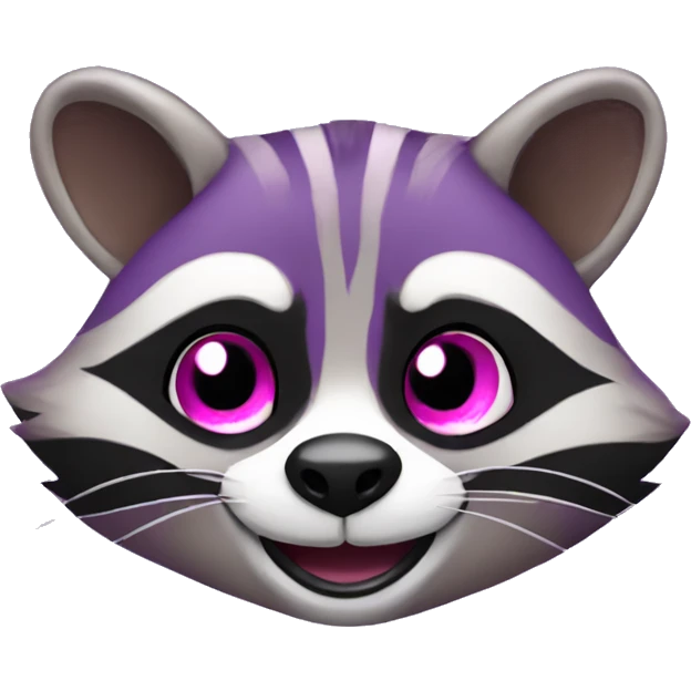 purple raccoon with body with pink eyes winking emoji