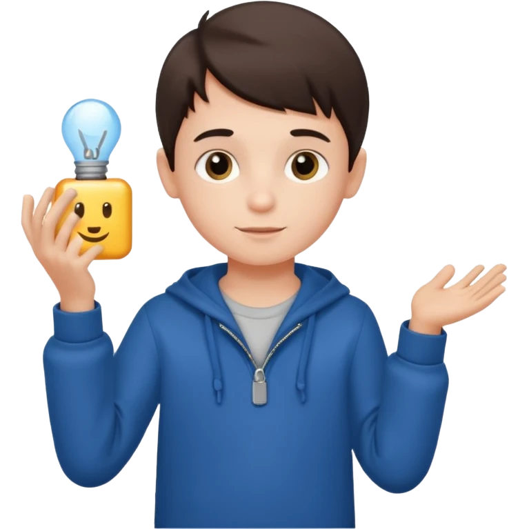 3D imoji of  The little boy who is a magic designer, he is a graphic designer, he should not be holding anything emoji