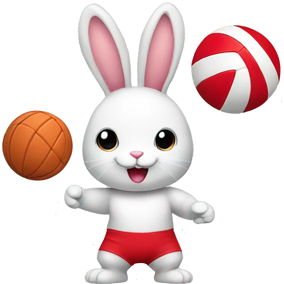 Bunny with a red volleyball emoji