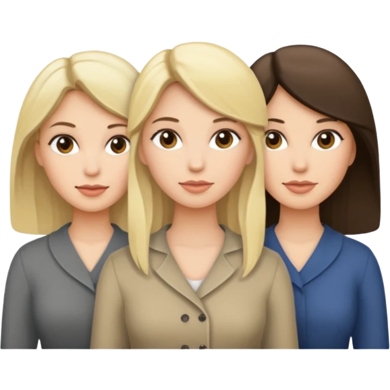 Three women blonde brunette gray emoji