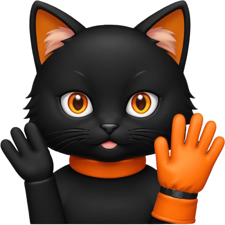 Black cat wearing gloves emoji