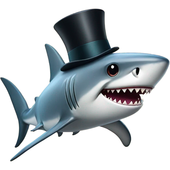 Shark with a top hat  emoji