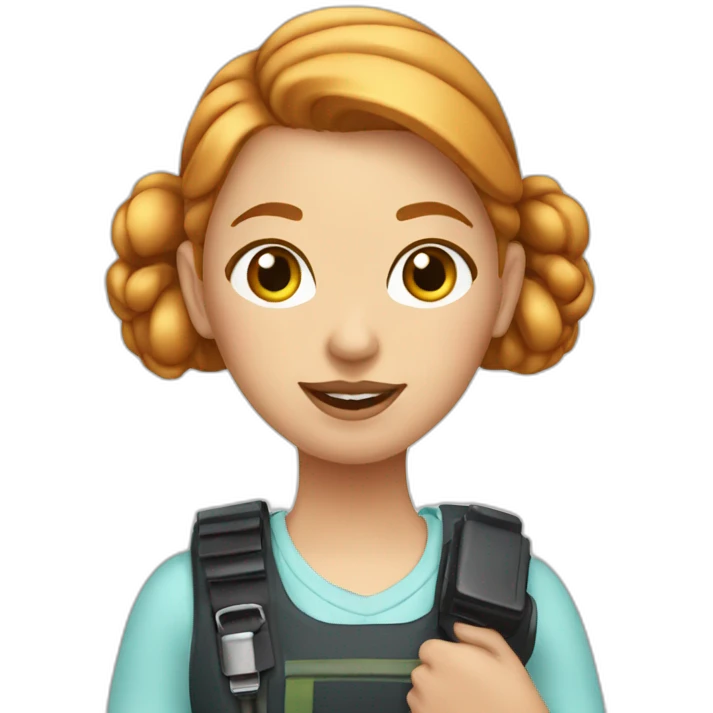 girl with her strawberry blonde hair in a bun and a walkie talkie emoji