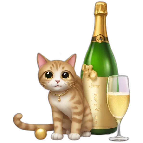 Cat with champagne  emoji