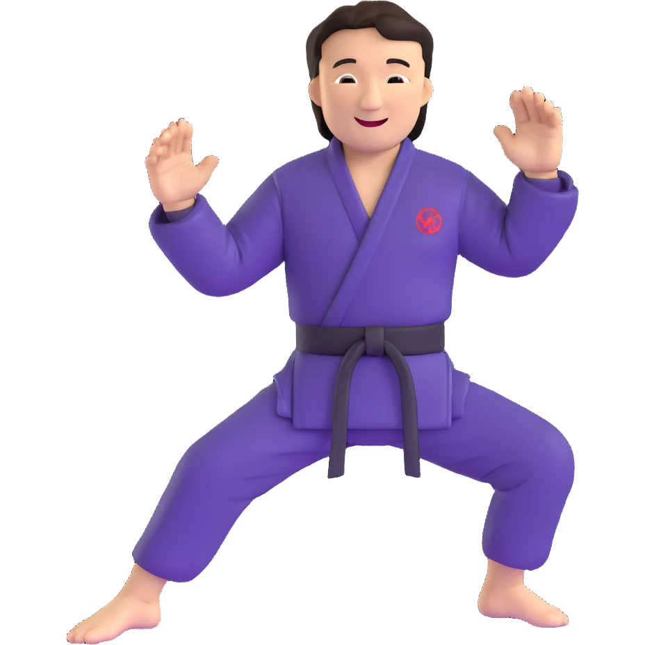 Jackie Chan with his signature smile, martial arts master pose emoji