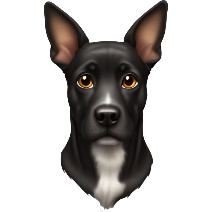 Black Brindle dog with big pointy ears emoji