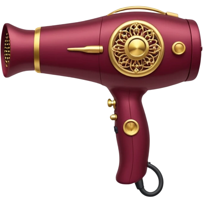 burgundy blow dryer covered in jewelry emoji