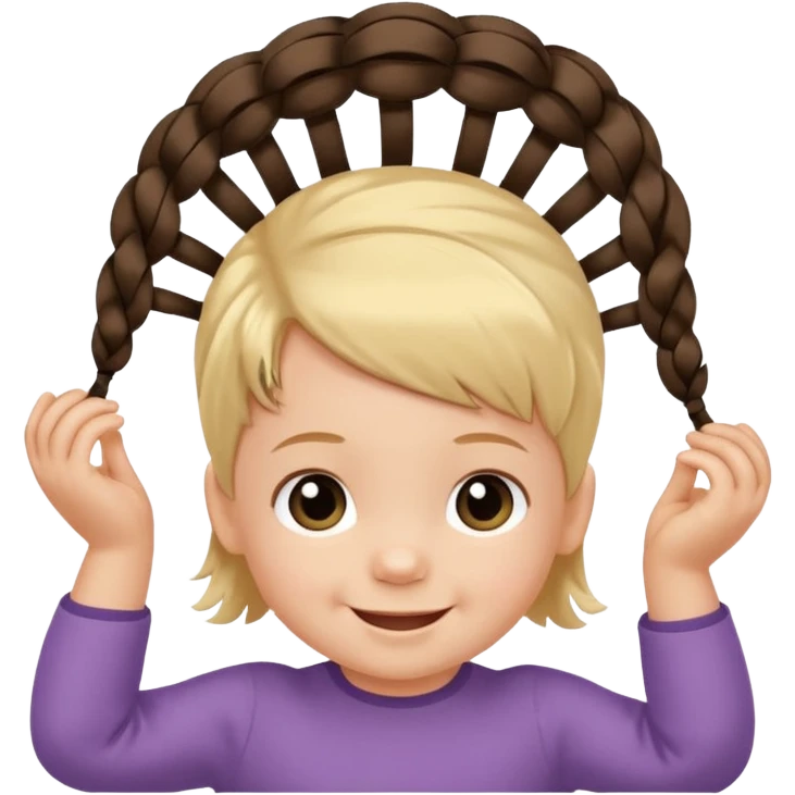 1 year old with a mini elastic holding a small group of hair on top of head. emoji