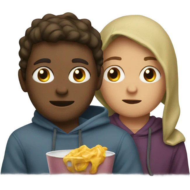 boys in hoodies together watching TV emoji