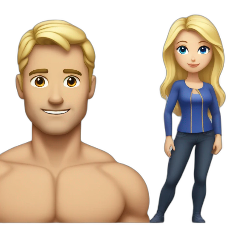 Couple avec un homme noir musclé et une femme blonde aux yeux bleus emoji