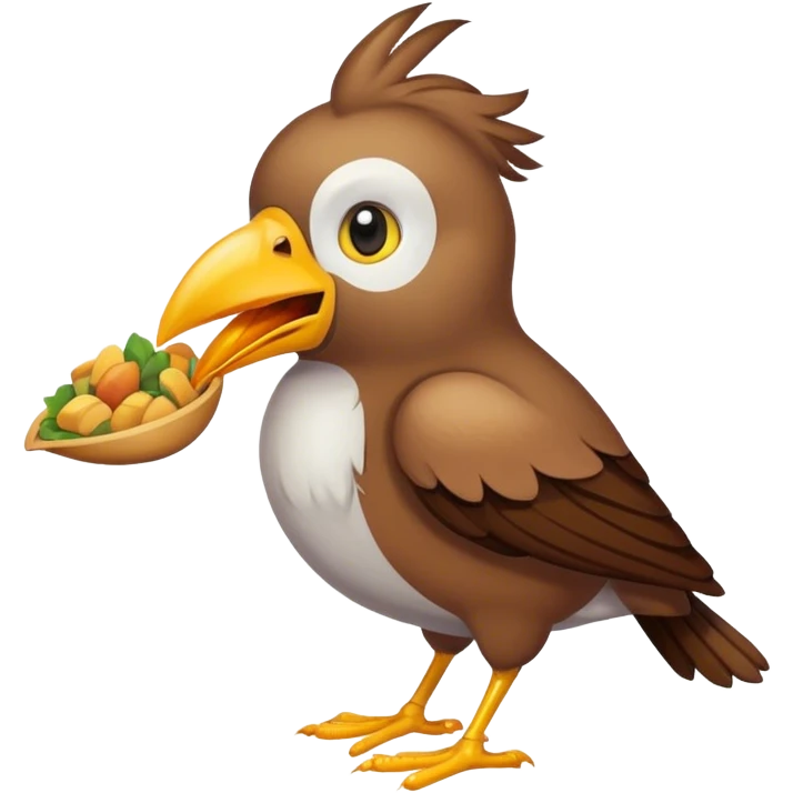 Bird with food in its mouth emoji