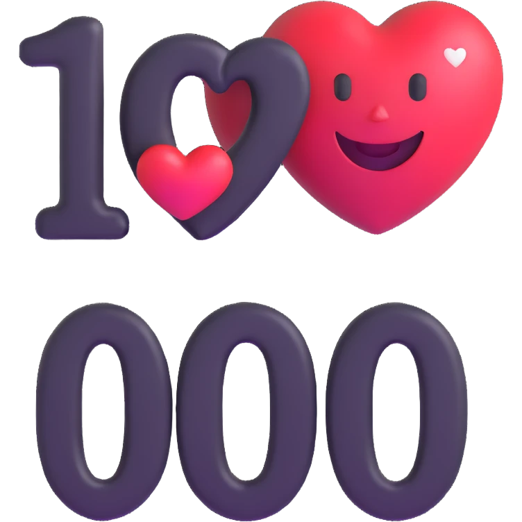 the number '100' with a heart and a smiling face emoji