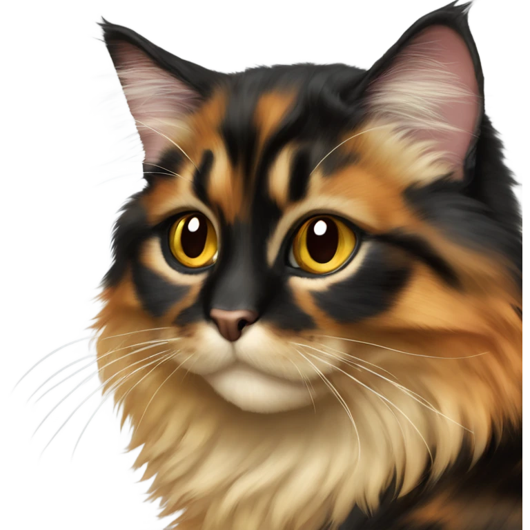 Long haired tortoiseshell cat hazel eyes black boot furs emoji