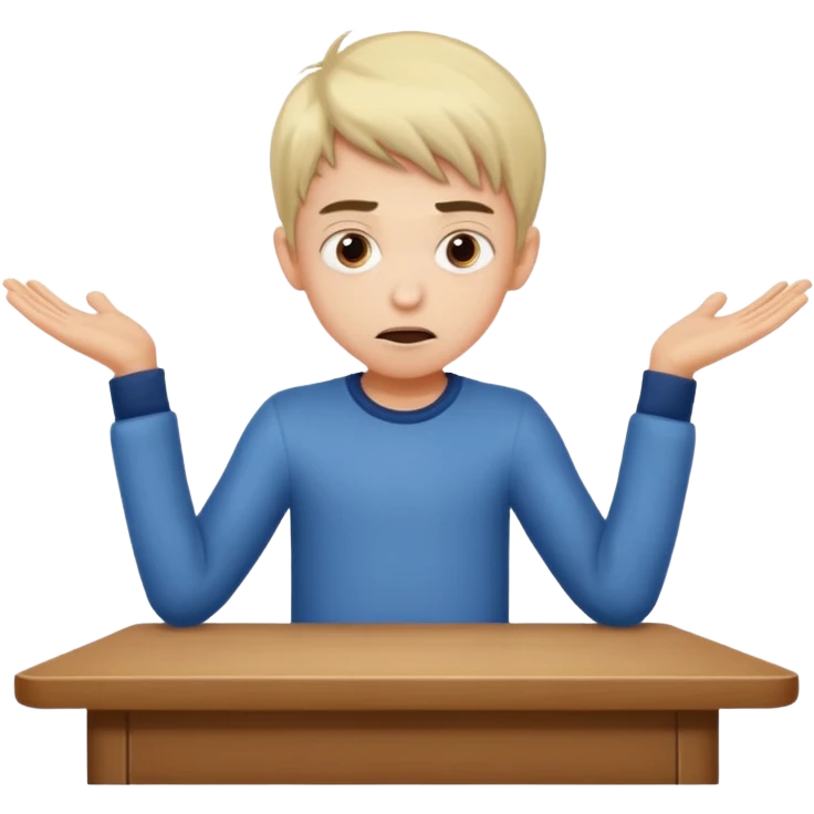 niño parado encima de una mesa con cara de loco emoji