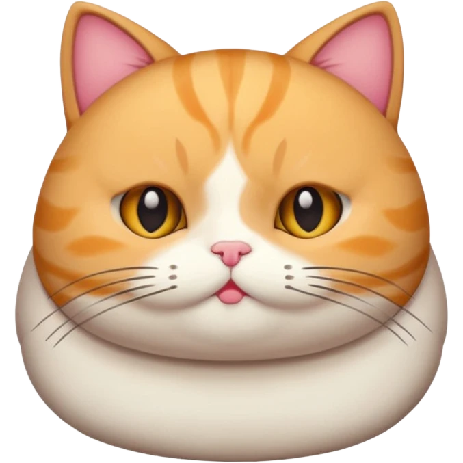 A super chubby, kitschy cat sticker with adorable whiskers and super cute eyes.
 emoji