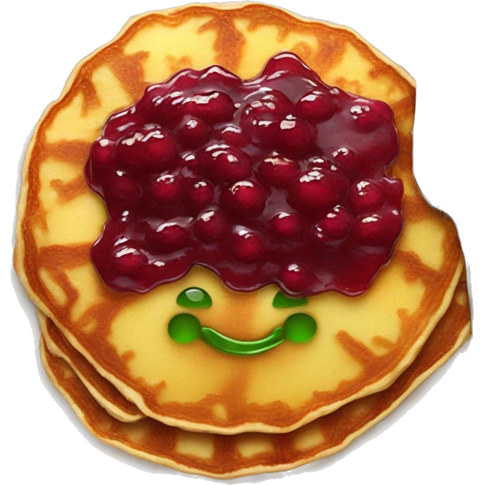 potato pancake with green pork and lingonberry jam emoji