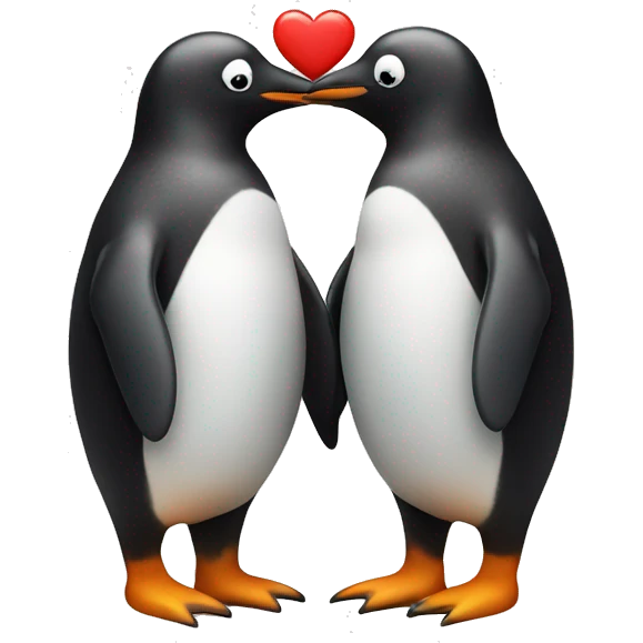 Penguin couple with a heart in the middle  emoji