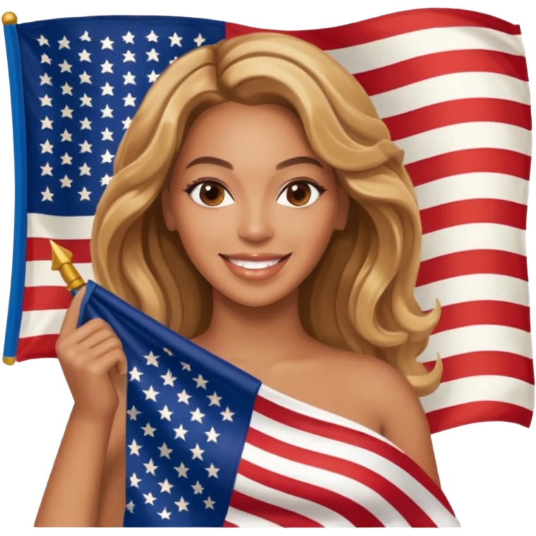 Beyonce with holding  american flag emoji