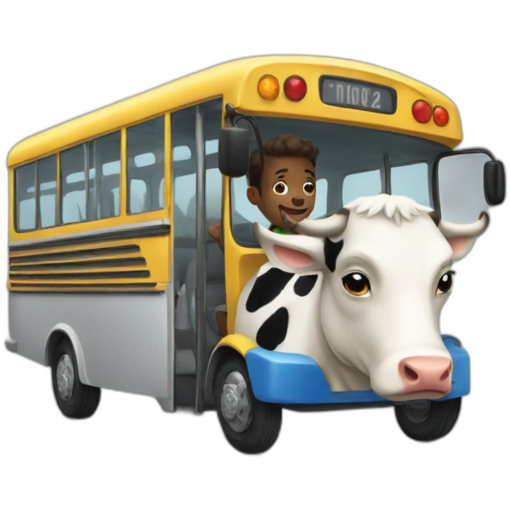 cow riding a bus emoji