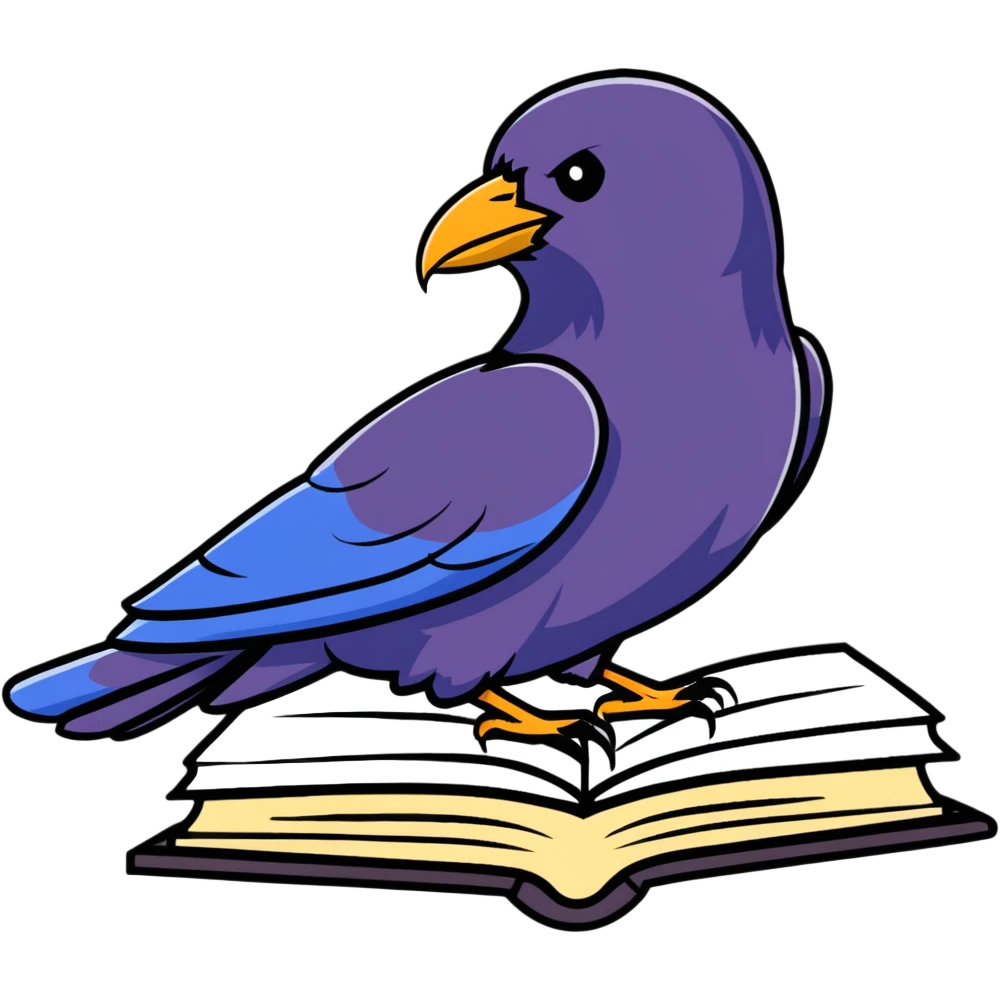raven sitting on a book emoji