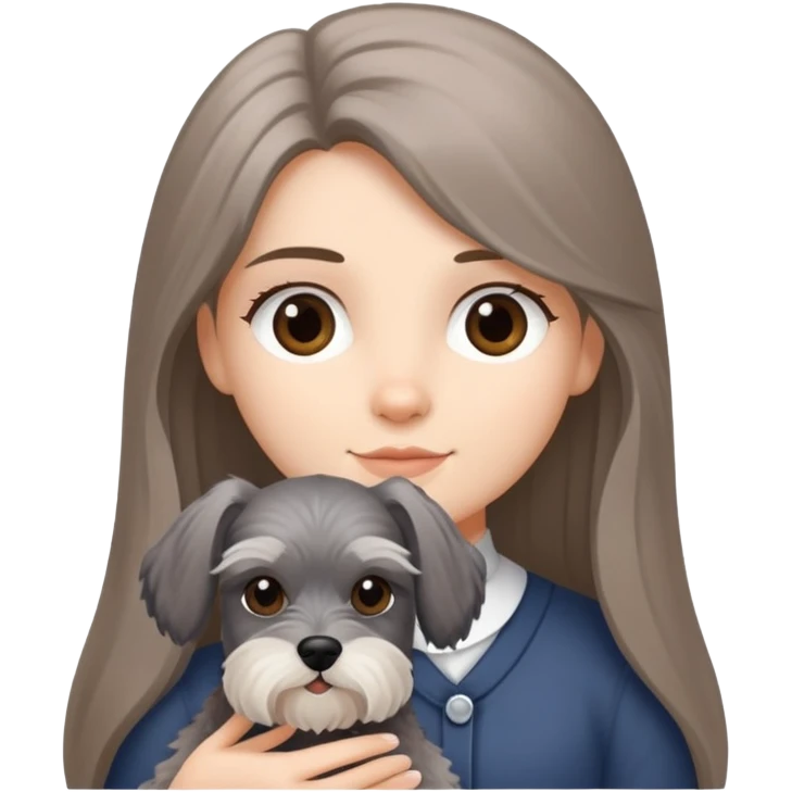 Black long-haired girl holding Schnauzer emoji