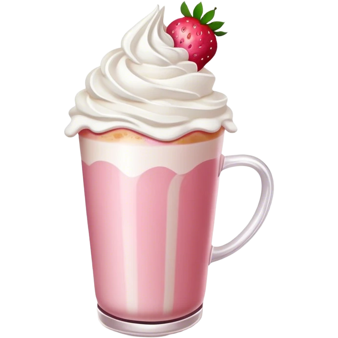 Pink latte with whip cream and strawberries  emoji