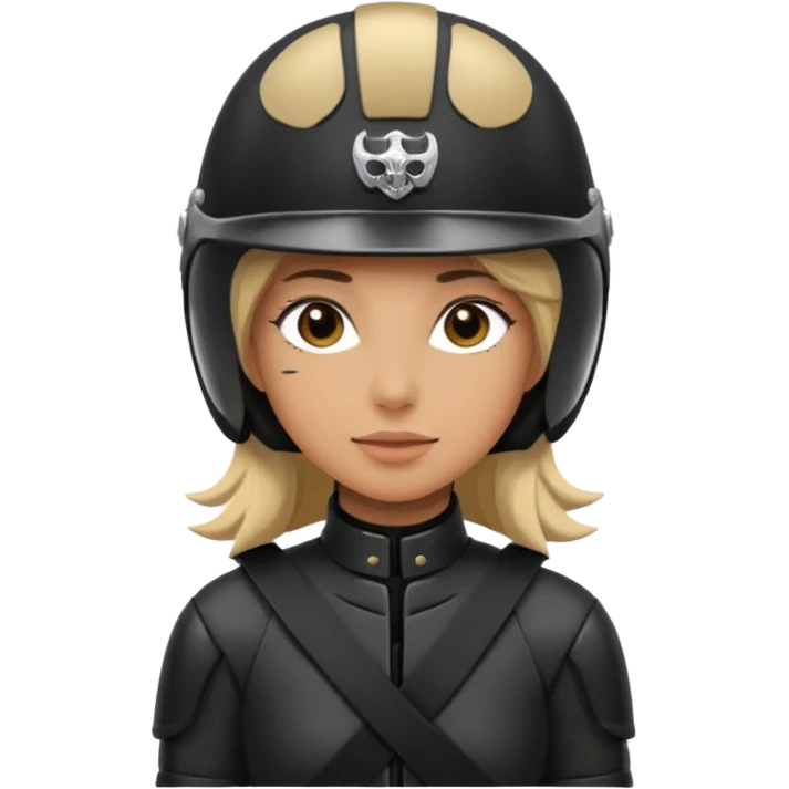 Rider helmet black matte at the back theres ribbon attached for female rider emoji