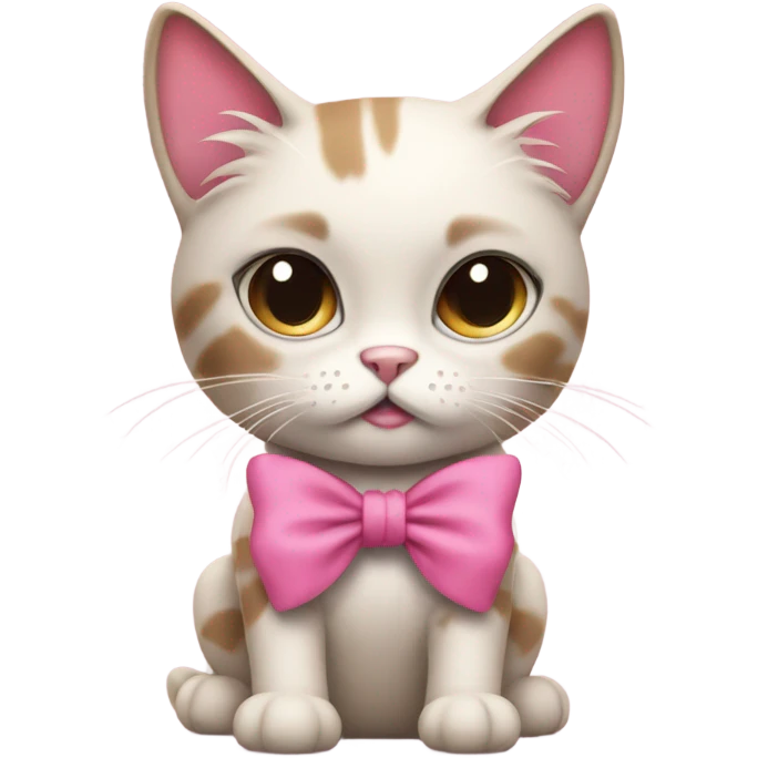 Rag doll cat looking sassy with a pink bow on each ear  emoji