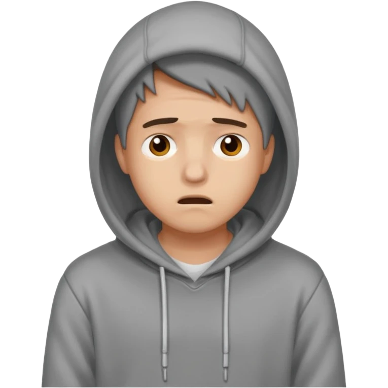 mach mir einen gestressten jungen typen in hoodie der nicht glücklihc aussieht emoji