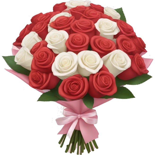 100 red, light pink, and white rose bouquet with light pink wrapping paper  emoji