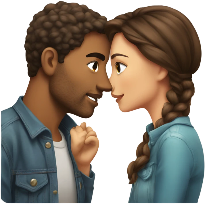 Lovely couple kiss brune girl emoji