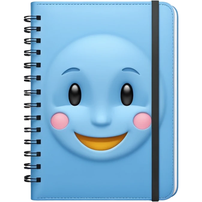 sky blue notebook with a smiling face emoji