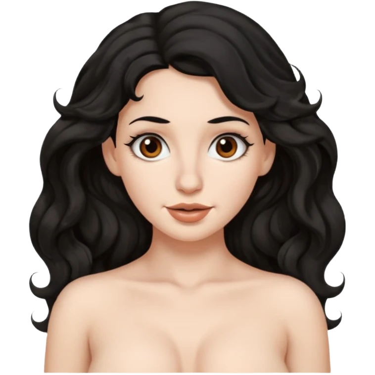 Goth White skin Black wavy hair brown eyes big nose naked big boobs emoji