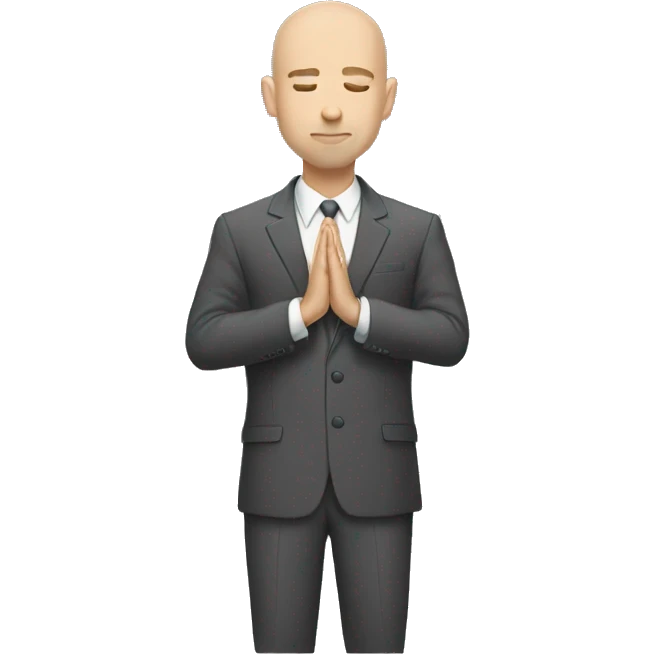 bald white man praying suit emoji