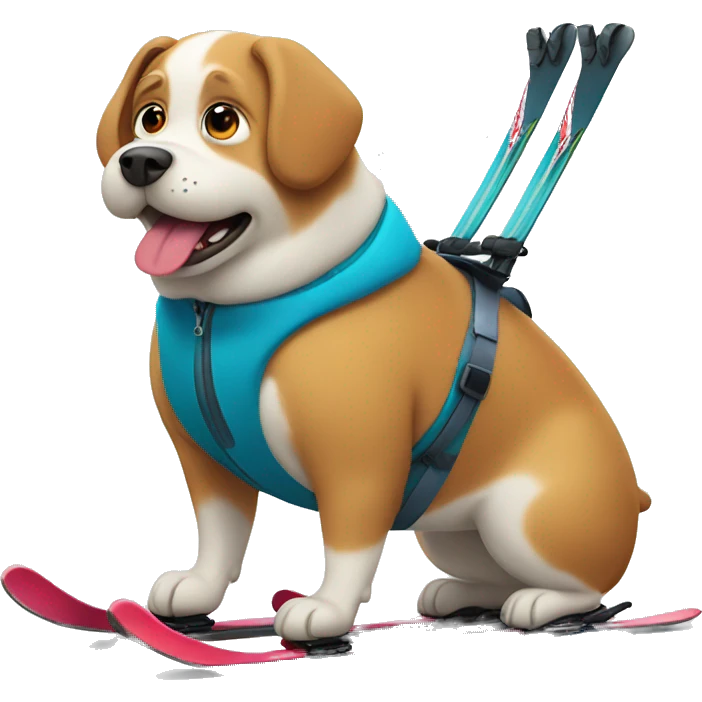 Obese dog skiing  emoji